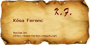Kósa Ferenc névjegykártya
