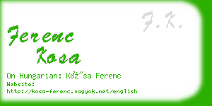 ferenc kosa business card